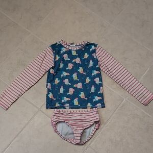 Ruffle Butts Long Sleeve Rash Guard With Ruffle Butts Bottom - 2 Piece